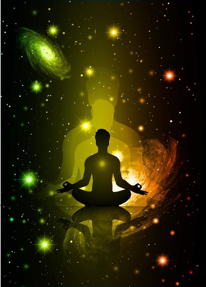 man meditate dark black abstract background, yoga. ray. beam ...